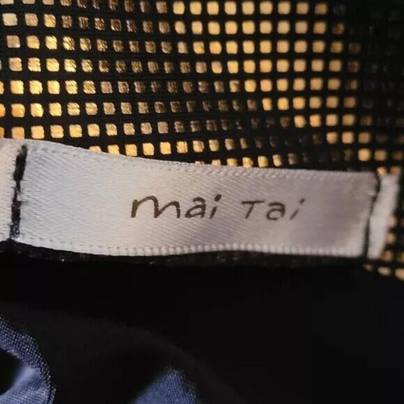 Gold Metallic Surplus Drape Cowl Neck Open Tie Back Cropped Halter Sleeveless - Picture 6 of 7